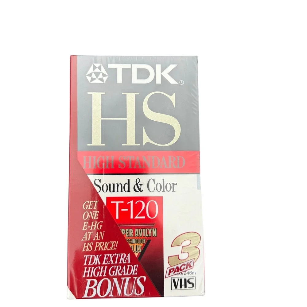 TDK VHS T-120 Blank Tapes 3 Pack Sealed HS + Bonus EHG New Super Avilyn EP